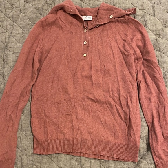 Zara Salmon 100% Wool Half Button Down Light Sweater - Picture 2 of 2